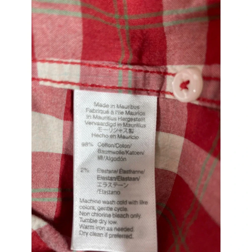 J‎ Crew Mens Plaid Button Down Shirt Long Sleeve Red White Cotton Blend Preppy